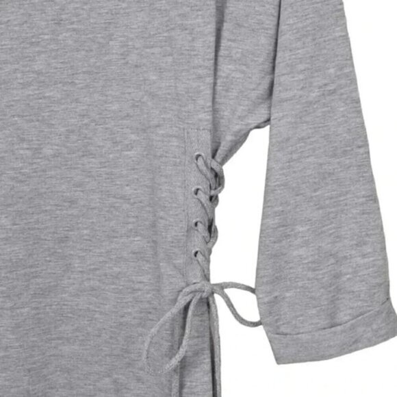 Topshop Lace Up Gray Mini Dress Size 4 - Picture 6 of 11